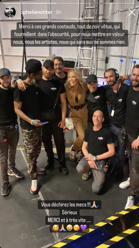 Ophelie Winter en Story Instagram tournage de l'émission "Stéréo Club"